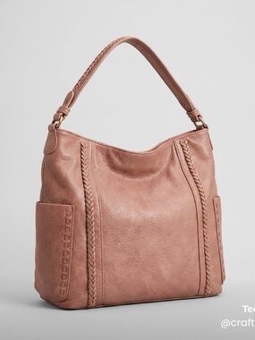 Blush Braided Shoulder Bag – Soft Everyday Tote with Side Pockets